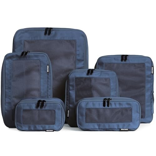 Aerotrunk Compression Packing Cubes for Travel Luggage Organizer Bags Double Zipper Packing Cubes for Suitcases 6Pack Dark Blue - Image 1