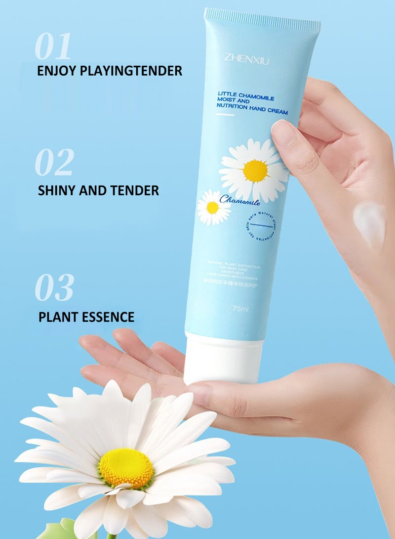 ZHENXIU Little Chamomile Moist and Nutrition Hand Cream, Natural Moisturizing Hand Lotion for Dry Cracked Hands, Repairing Brightening Hand Care Cream 75ml  - Image 3