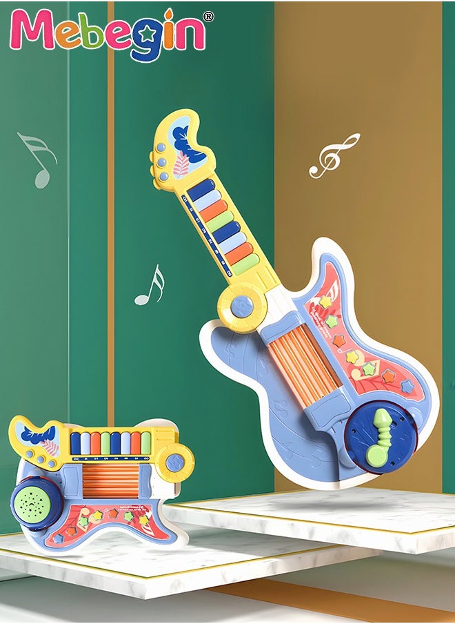 MEBEGIN - 2-in-1 Musical Instrument Toy with Projection Function and 2 Modes, Colorful Guitar Piano Toy, Multifunctional Early Education Toy, Ideal Gift for Kids Aged 3+, 4 AA Battery Required(Not Included) - Image 1
