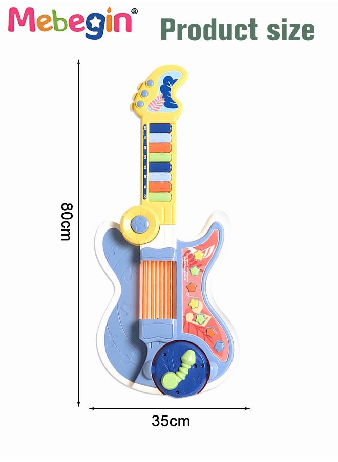 MEBEGIN - 2-in-1 Musical Instrument Toy with Projection Function and 2 Modes, Colorful Guitar Piano Toy, Multifunctional Early Education Toy, Ideal Gift for Kids Aged 3+, 4 AA Battery Required(Not Included) - Image 1