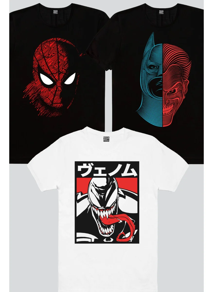 Rock&Roll Rock & Roll Digital Spider, Long Tongue, Half Hero Men's T-Shirt 3-Pack Eco Pack