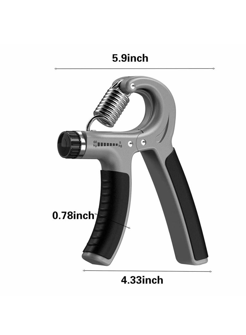 ALLKING Hand Grip Strengthener Adjustable Resistance 11-132 Lbs (5-60kg) - Hand Gripper Exerciser, Strengthen Grip, Hand Squeezer, Wrist Strengthener and Hand Workout (Grey)  - Image 3