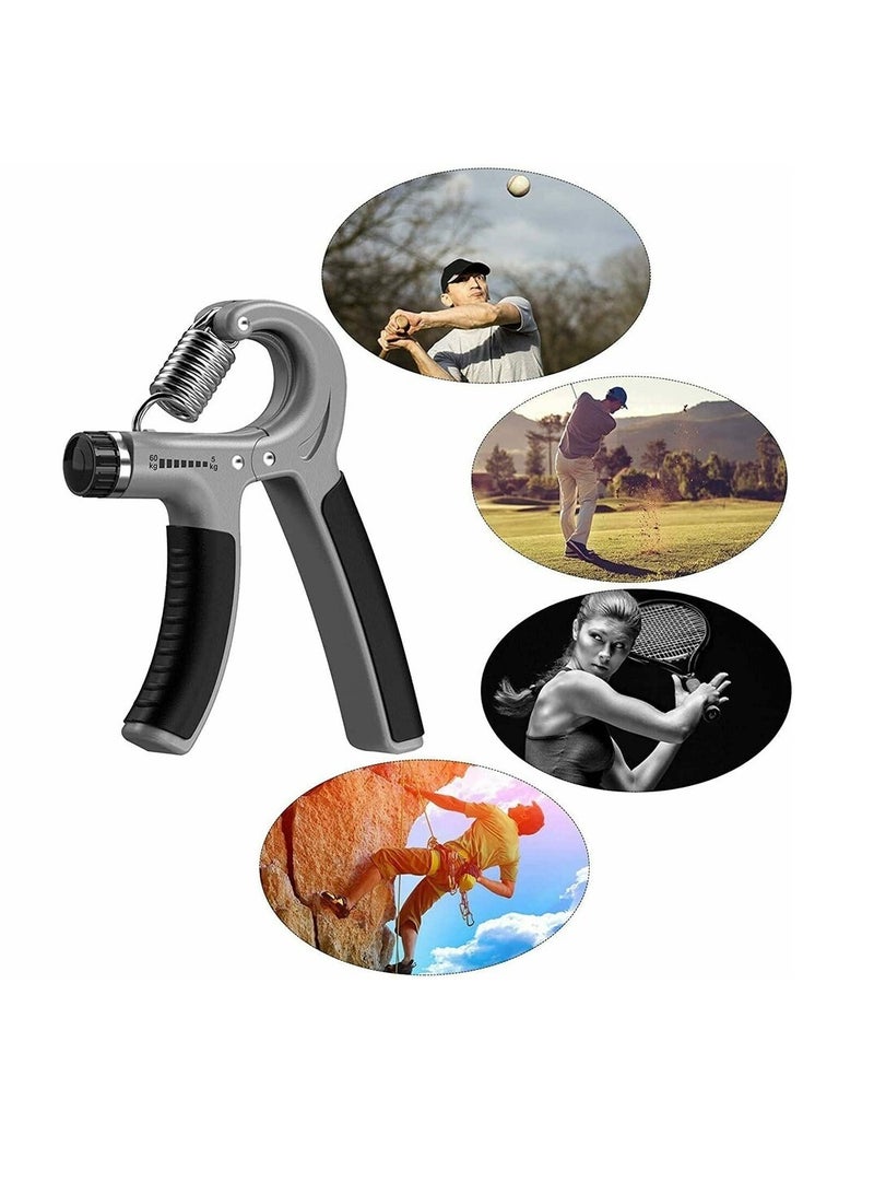 ALLKING Hand Grip Strengthener Adjustable Resistance 11-132 Lbs (5-60kg) - Hand Gripper Exerciser, Strengthen Grip, Hand Squeezer, Wrist Strengthener and Hand Workout (Grey)  - Image 2