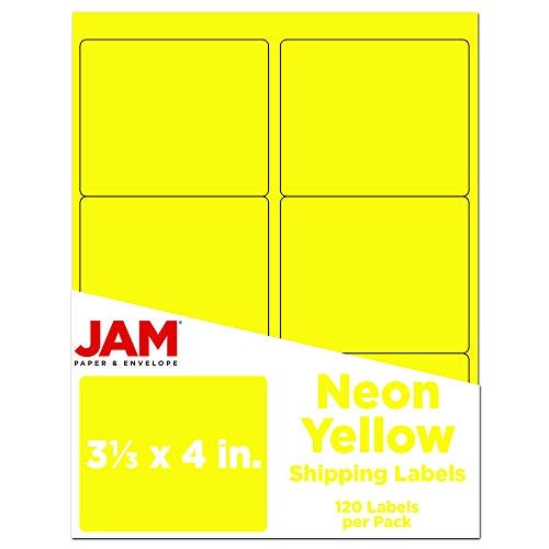 JAM PAPER Shipping Address Labels Large 3 13 x 4 Neon Fluorescent Yellow 120Pack