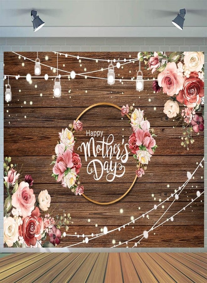 CYLYH 8x6ft Mother's Day Backdrop Mother's Day Brown Wooden Plank Backdrop Mother's Day Party Backdrop - Image 1
