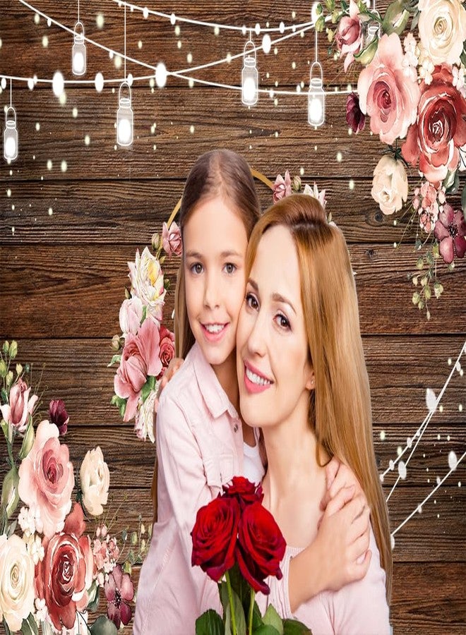 CYLYH 8x6ft Mother's Day Backdrop Mother's Day Brown Wooden Plank Backdrop Mother's Day Party Backdrop - Image 3