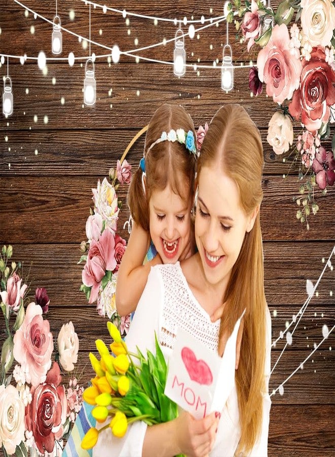 CYLYH 8x6ft Mother's Day Backdrop Mother's Day Brown Wooden Plank Backdrop Mother's Day Party Backdrop - Image 2