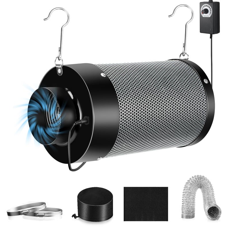 Atour 4'' Air Filtration Kit â€“ 12-Speed Control, Quiet 14cm Fan & Carbon Filter. Includes 6.7' Ducting + Vent Cover. Perfect for Grow Tents, Indoor Gardens. Cool, Ventilate, Banish Odors â€“ All-in-One. - Image 1