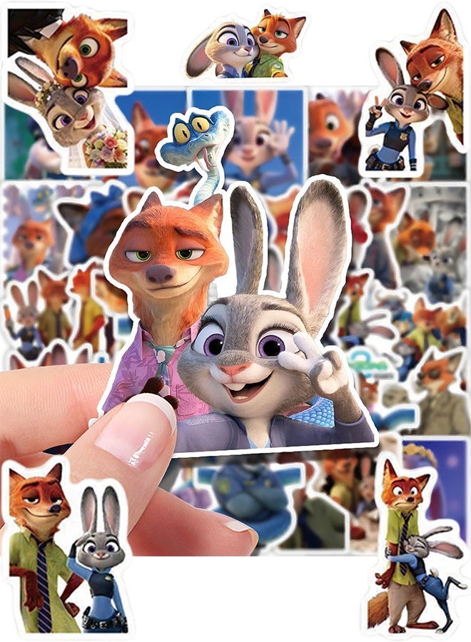 92Pcs Zootopia Themed Stickers, Vinyl, Waterproof, Aesthetic Personalised Stickers for Teens, Boys, Girls, Adults, Children - Laptop, Car, Scrapbook, Phone, Skateboard, Suitcase, Luggage, Bike - Image 1