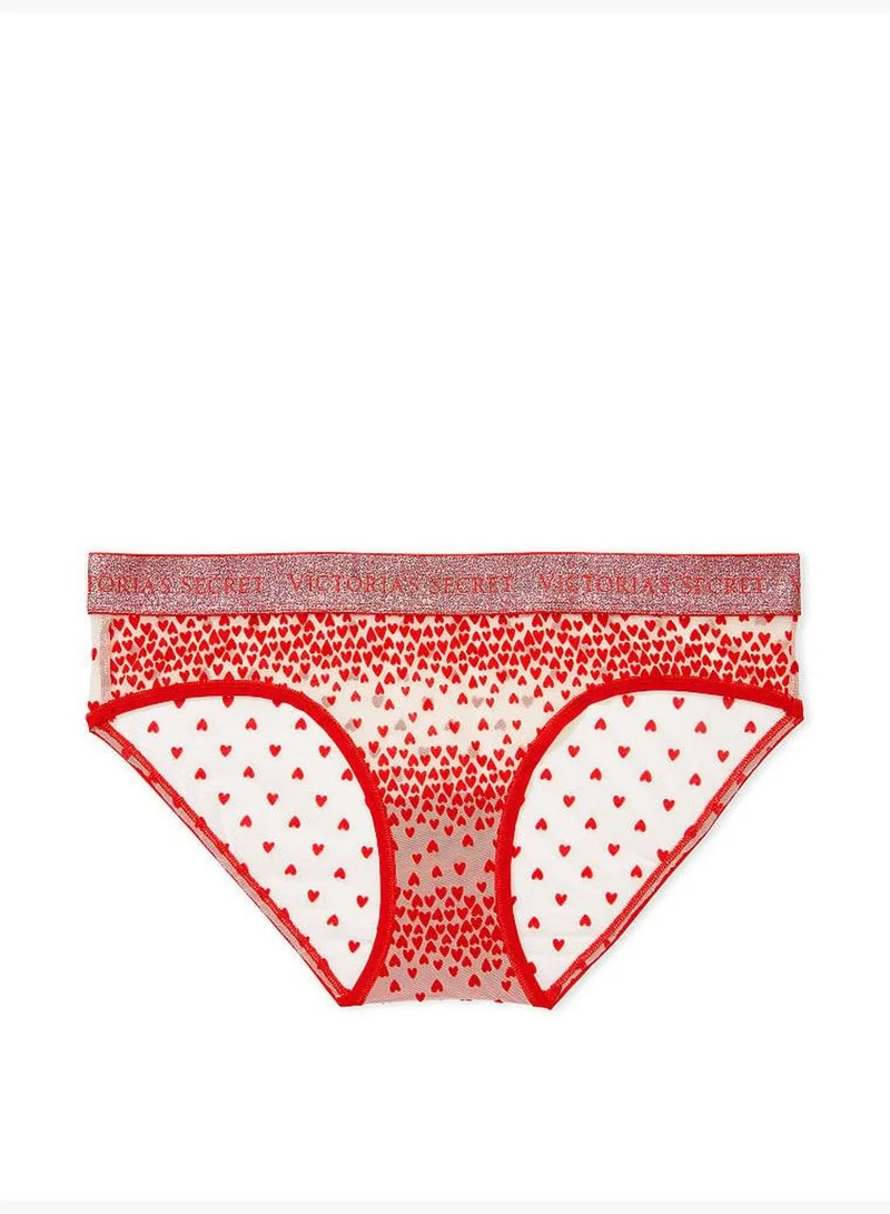 Victoria's Secret Logo Flocked Mesh Hiphugger Panty