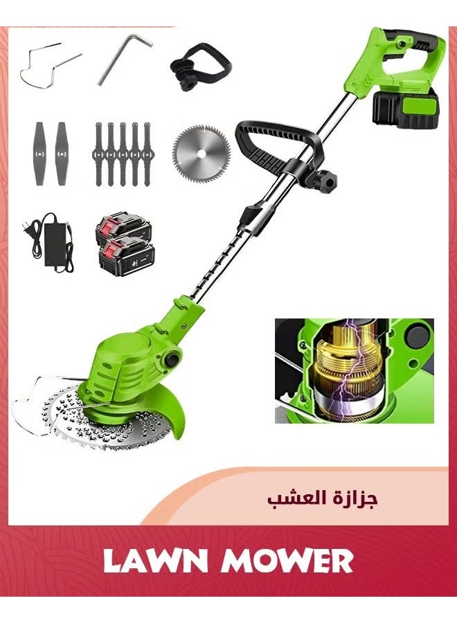 آلة قطع العشب الكهربائية,تعمل بطارية واكر العشب اللاسلكي,فرشاة القطع 21v 4.0Ah العشب المقطع,3-في-1 العشب واكر اللاسلكي مع عجلات قابل للتعديل خفيفة الوزن العشب المقطع للحديقة الحديقة,أخضر - Image 1