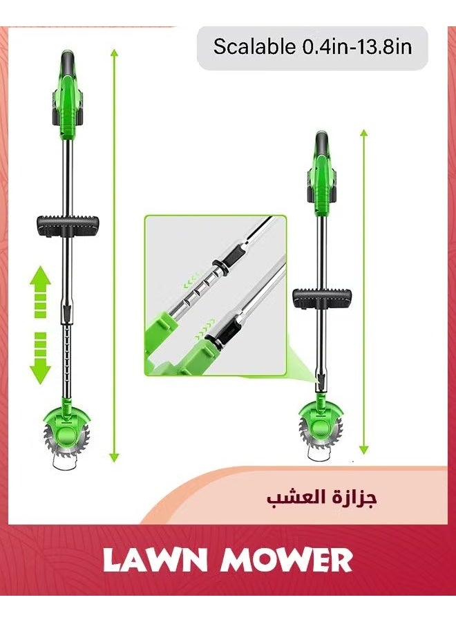 آلة قطع العشب الكهربائية,تعمل بطارية واكر العشب اللاسلكي,فرشاة القطع 21v 4.0Ah العشب المقطع,3-في-1 العشب واكر اللاسلكي مع عجلات قابل للتعديل خفيفة الوزن العشب المقطع للحديقة الحديقة,أخضر - Image 2
