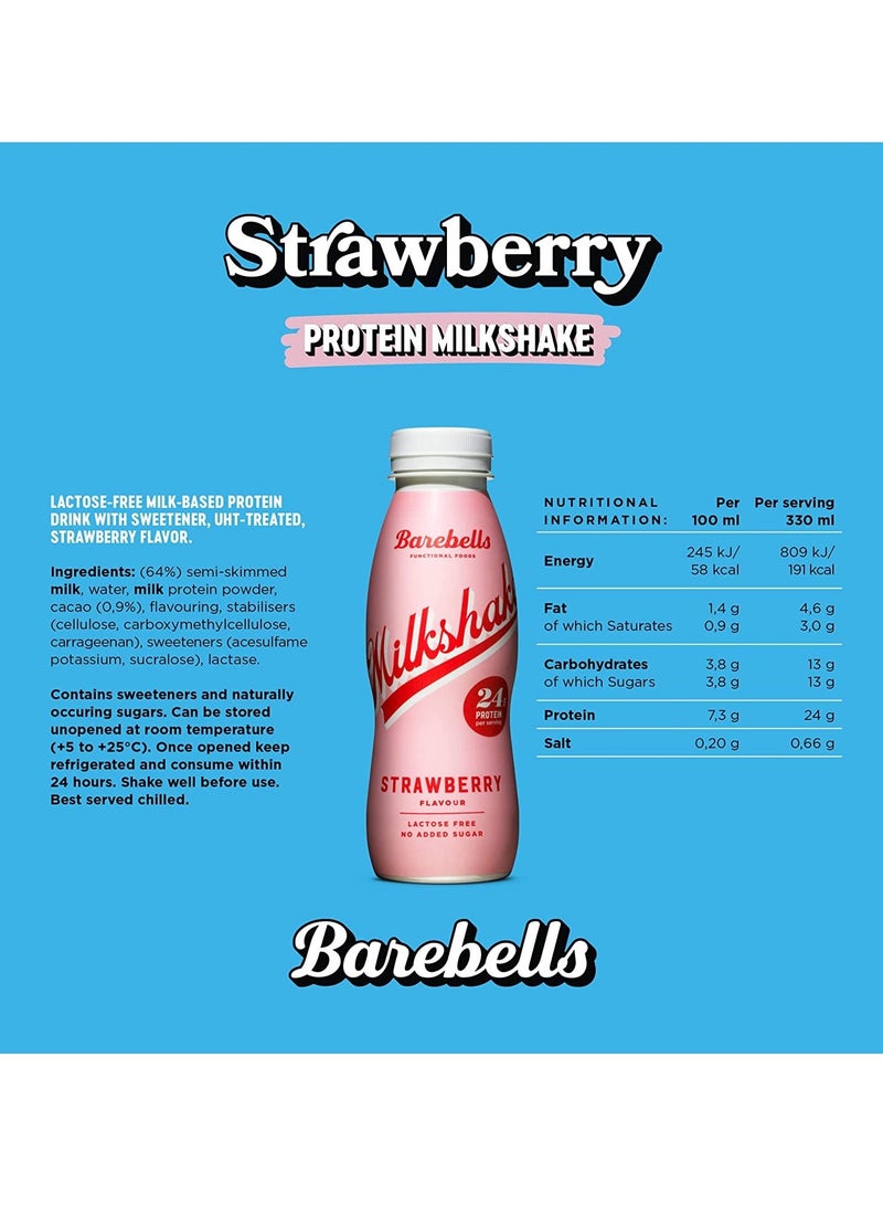 Barebells Protein Milkshake Strawberry 330ml Pack of 8 - Image 2