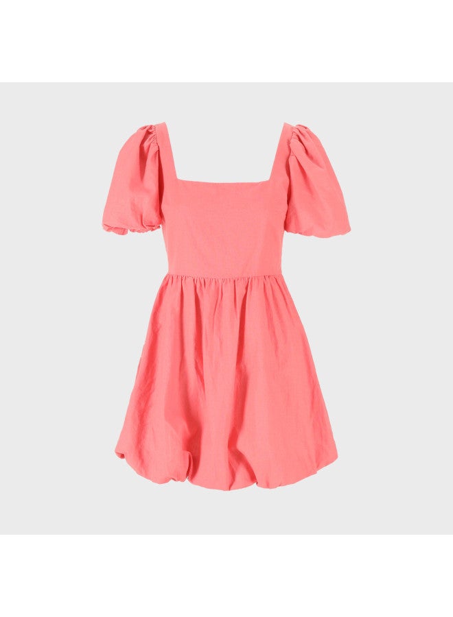 Zara sweet Fairy Backless Waist-cinching A-line Square Neck Puff Sleeve Short Dress - Image 2