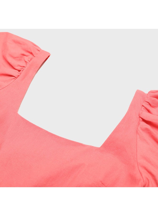 Zara sweet Fairy Backless Waist-cinching A-line Square Neck Puff Sleeve Short Dress - Image 4