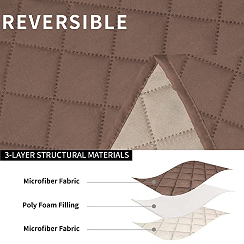 Easy-Going Recliner Sofa Cover, Reversible Couch Cover for 3 Seat Recliner, Split Sofa Cover for Each Seat, Furniture Protector with Elastic Straps for Kids, Dogs, Pets(3 Seater, Brown/Beige) - Image 5