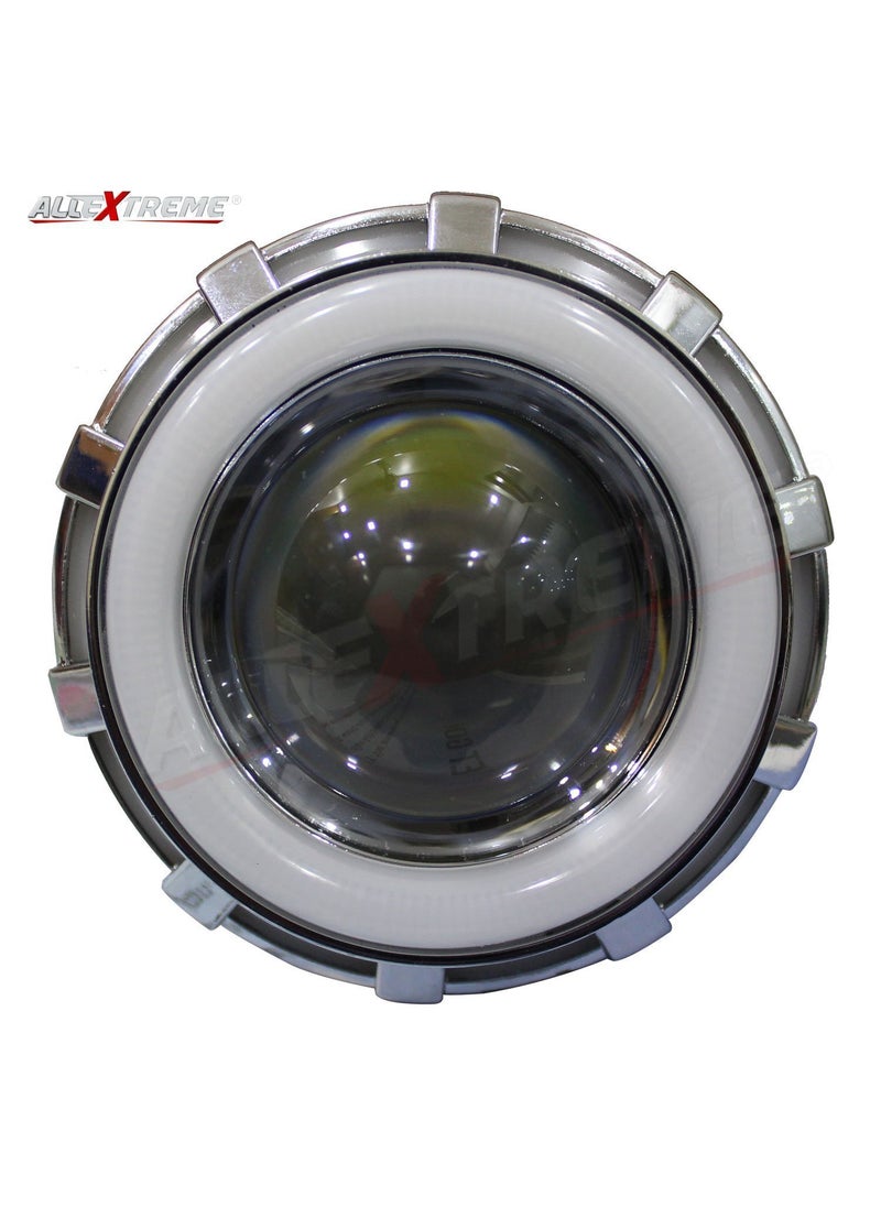 Allextreme Allextreme EXPL2RB High Intensity Led Projector Lamp Dual Ring COB LED Headlight with HiLow Beam and Flasher Function for All Bikes 15W Red Blue  - Image 2