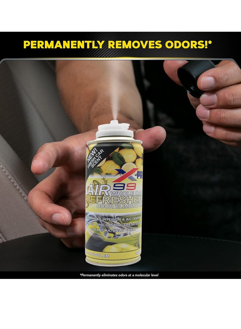 X Pro 99 X-PRO 99 Whole Car Air Refresher Odor Eliminator Lemon Scent 200ml (4 PCS) Car AC Cleaner Spray Interior Deodorizer Air Conditioning Vent Freshener Smoke Odor Remover Pet Smell Eliminator Long Lasting Fragrance Cabin Air Refresh Treatment Pack - Image 3