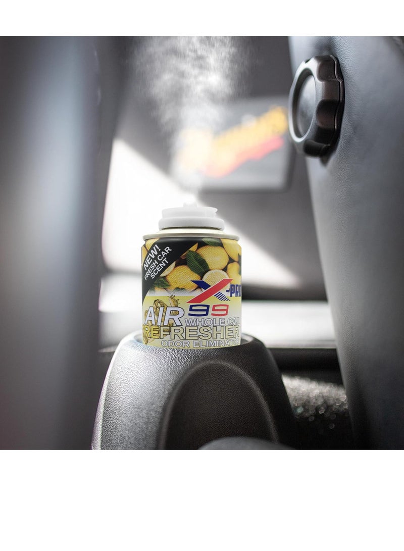 X Pro 99 X-PRO 99 Whole Car Air Refresher Odor Eliminator Lemon Scent 200ml (4 PCS) Car AC Cleaner Spray Interior Deodorizer Air Conditioning Vent Freshener Smoke Odor Remover Pet Smell Eliminator Long Lasting Fragrance Cabin Air Refresh Treatment Pack - Image 2