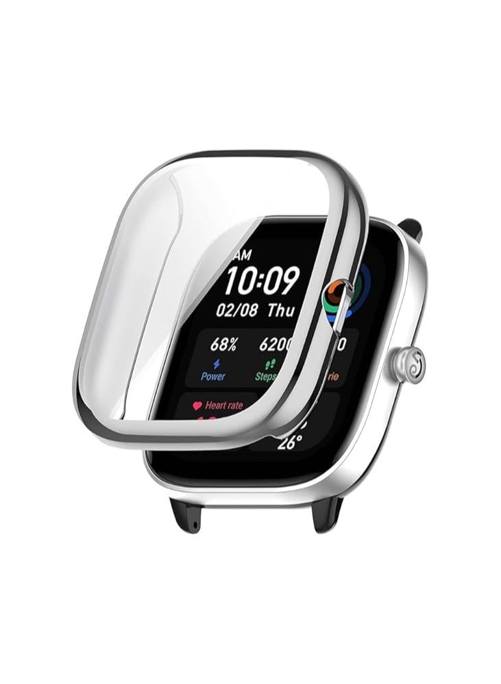 ELMO3EZZ Case Compatible with Amazfit GTS 4 Mini (Not for GTS4) Case All-Around Screen Protector Watch Soft TPU Shockproof Cover Slim Guard Thin Bumper Shell Protector (Silver) - Image 1