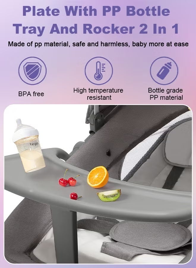 WALALLA Smart Electric Baby Swing with Bluetooth & Remote - Adjustable Infant Rocker, 5 Swing Speeds, 8 Lullabies, Dual Power (Adapter/Battery), Indoor & Outdoor Use, Gray (81×61×71cm) - Image 4