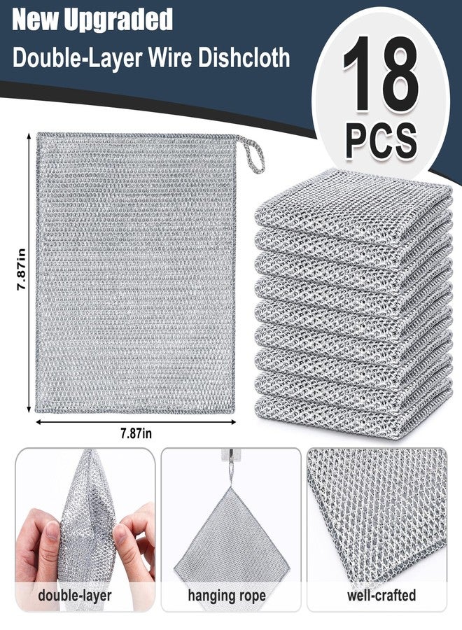 Navona 18 Pcs New Upgrade Steel Wire Dishcloth,Double-Layer Steel Wire Cleaning Cloth,Powerful Cleaning Non-Scratch Wire Dishcloth Rag for Cookware, Sinks, Dishes, Stove Tops, Small - Image 2