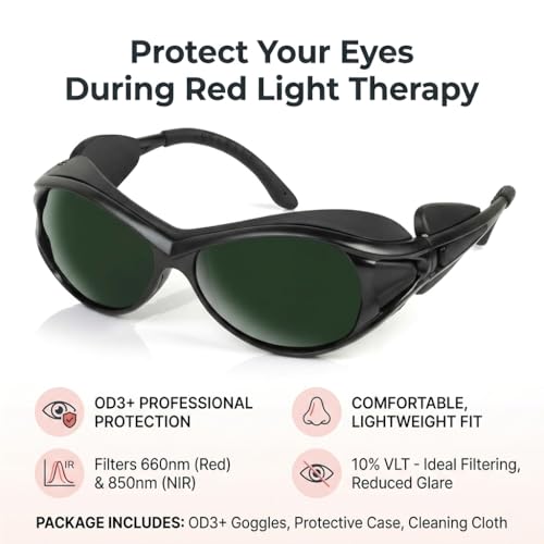 Dubofu Professional Red Light Therapy Glasses, Eye Protection for Red & Near Infrared Light Therapy, OD3+ Comfortable Goggles for Red Light Panel & Infrared Therapy - Image 5