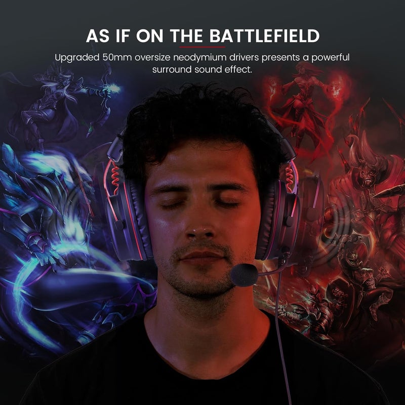 EKSA E900 Gaming Headset with Microphone - PC Headset with Detachable Noise Canceling Mic, 3D Surround Sound, Wired Headphone for PS4, PS5, Xbox, Computer, Laptop, Switch, Handheld (3.5MM Jack) - Image 2