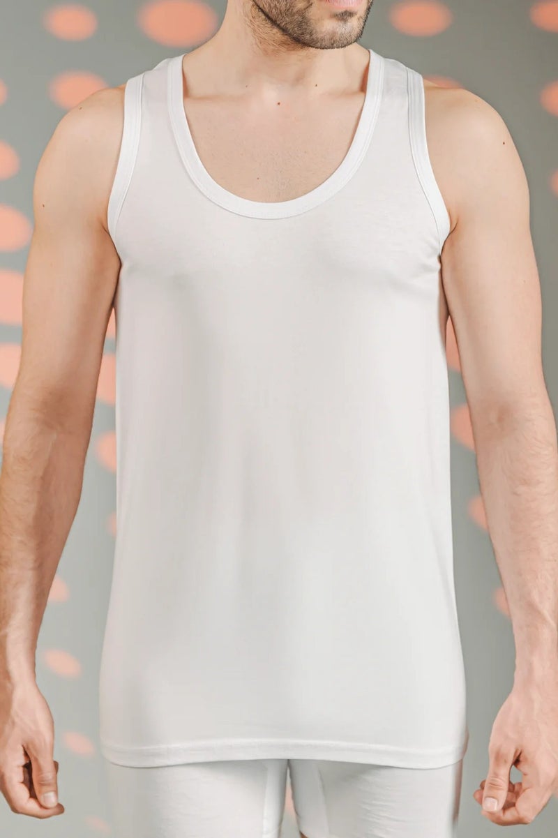 Textelo Pack of 6 Men Sleeveless Undershirts White 100% Cotton Vests Sport -Lounge T-shirt regular fit soft cotton Tank Tops Made in Egypt - Image 2