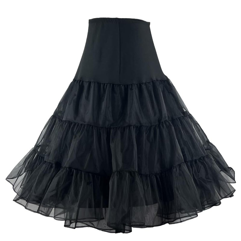 RULTA Women's 50s Vintage Petticoat 26" Crinoline Rockabilly Tutu Skirt Slip S-Lâ€¦ (US,X-Large, Black) - Image 1
