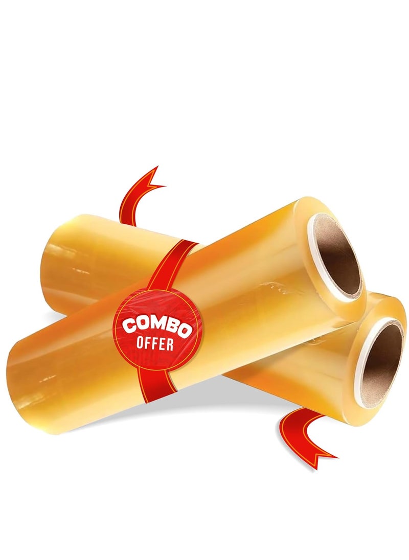 Hi Care - [Combo of 2 Rolls] Cling Film wrap 30cmx300 meter wrapping paper roll transparent Food Packaging Storing Wrap Plastic wrap cling wrap 1.2kg wrapping plastic roll - Image 1