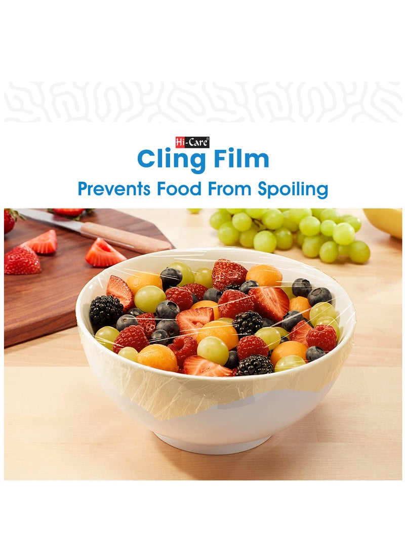 Hi Care - [Combo of 2 Rolls] Cling Film wrap 30cmx300 meter wrapping paper roll transparent Food Packaging Storing Wrap Plastic wrap cling wrap 1.2kg wrapping plastic roll - Image 1