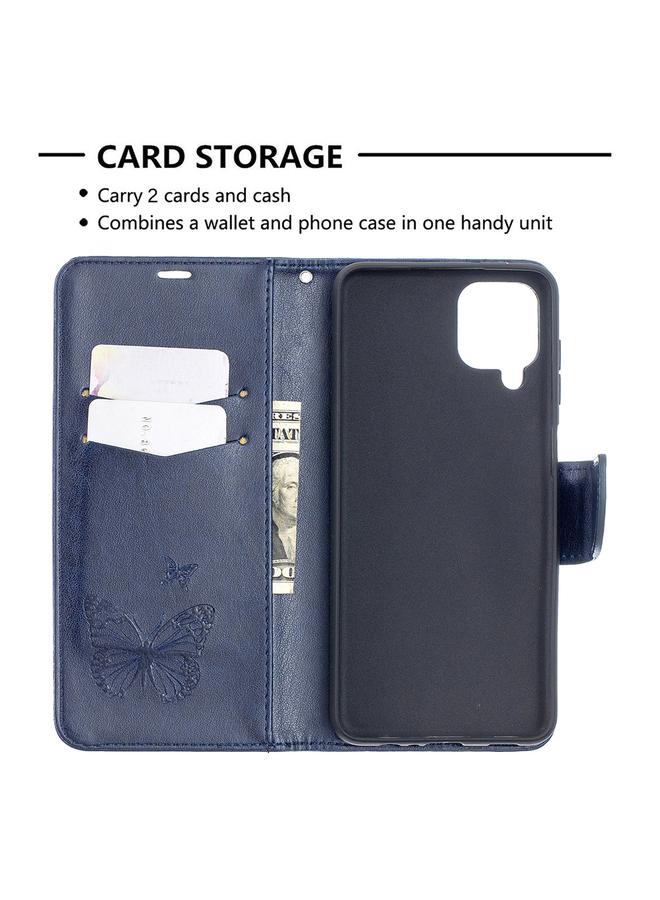 S-TOP Case For Samsung Galaxy A12 Two Butterflies Embossing Pattern Horizontal Flip Leather Case with Holder & Card Slot & Wallet & Lanyard - Image 5