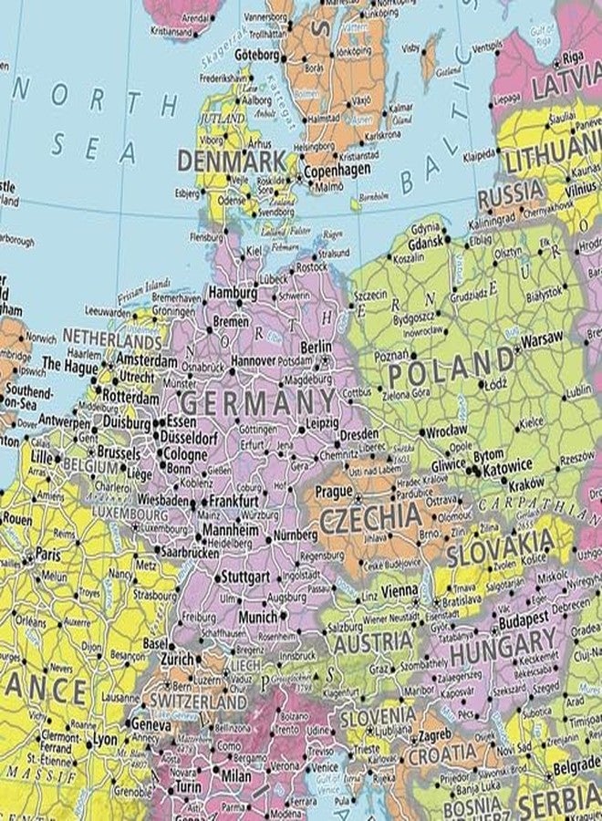 MapSherpa خريطة جدارية سياسية لأوروبا من ماب شيربا - صغيرة الحجم - ملصق 24 × 16 بوصة - تغليف أمامي - Image 2