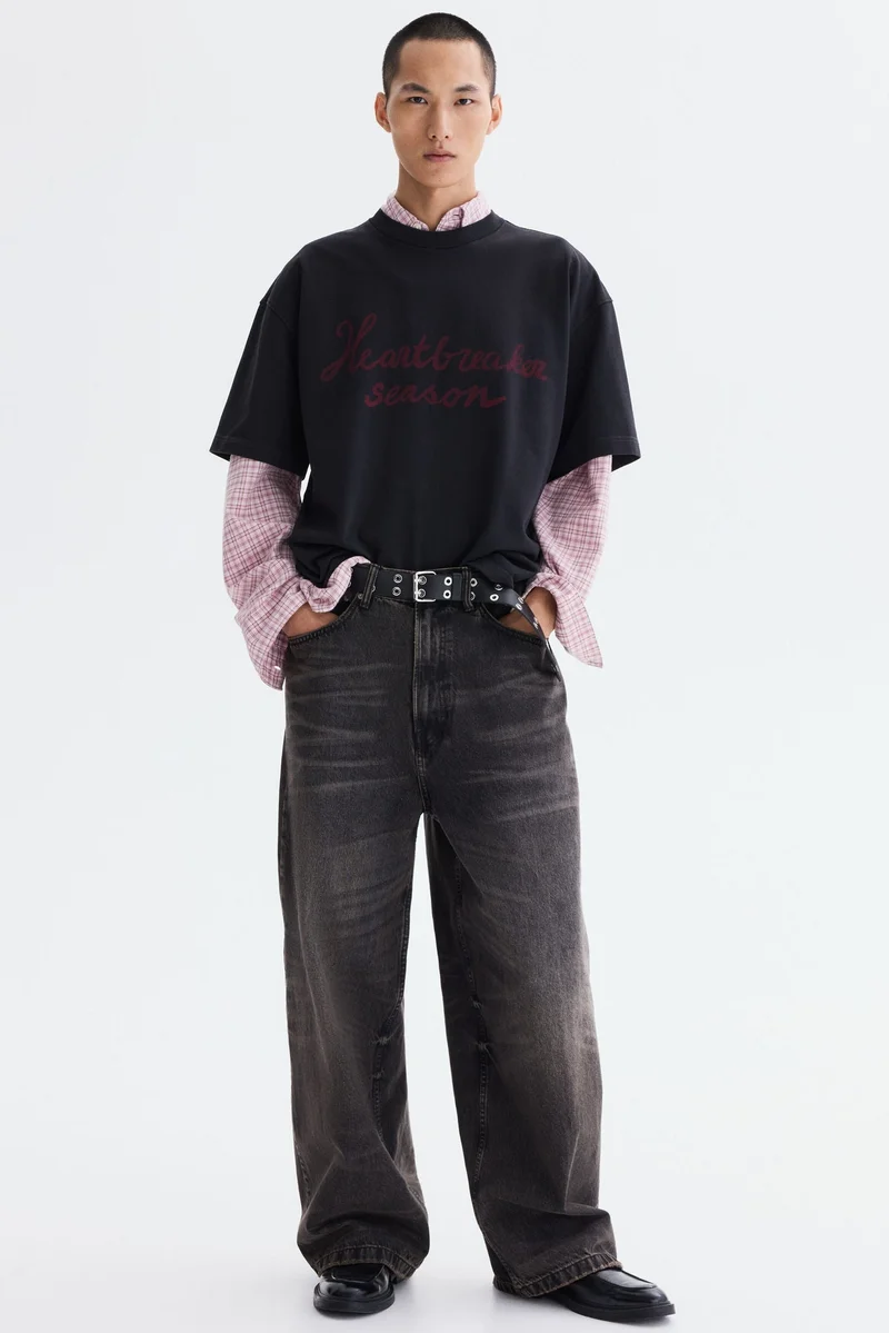 H&M Oversized Fit Heat Reactive Printed T-shirt