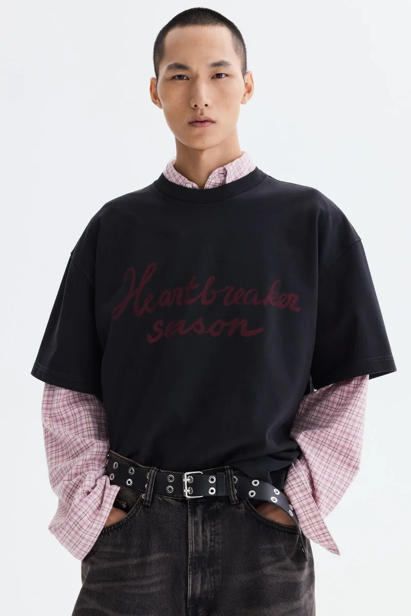 H&M Oversized Fit Heat Reactive Printed T-shirt