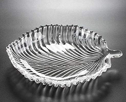 Goronics Goronics Crystal Clear Leaf Shape Glass Platter Serving Tray for Dry Fruits Home Decoration Living Room Decor | Best for Dry Fruits, Fruits, Snacks, Sweets, Chocolates - Image 1