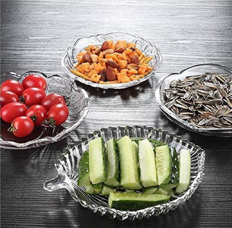 Goronics Goronics Crystal Clear Leaf Shape Glass Platter Serving Tray for Dry Fruits Home Decoration Living Room Decor | Best for Dry Fruits, Fruits, Snacks, Sweets, Chocolates - Image 4