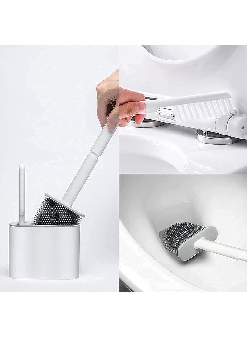 DPTER Silicone Toilet Brush with Holder, Floor Standing & Wall Mounted, Detachable Handle, Without Drilling, Gray - Image 5