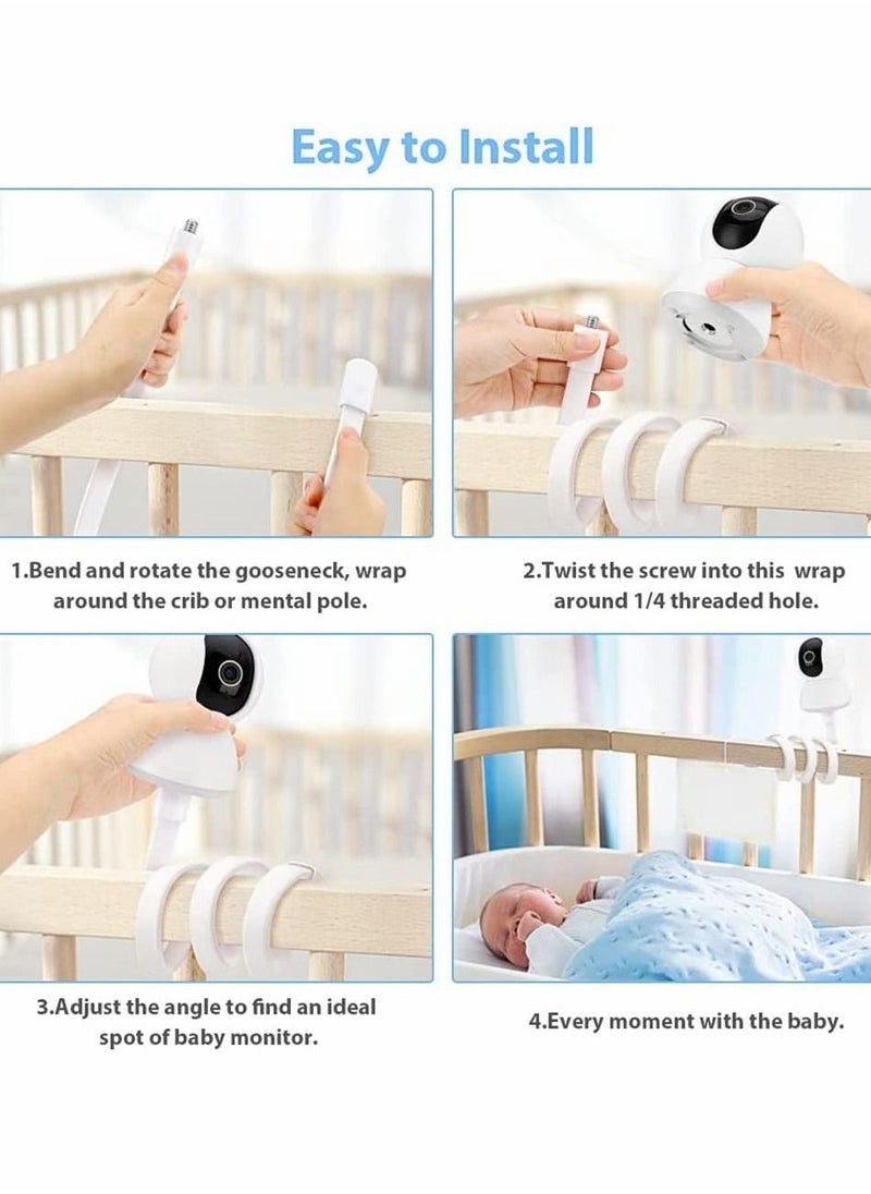Generic - Universal Baby Monitor Wall Mount, Infant Baby Camera Holder, Baby Monitor Shelf, Baby Camera Stand for Crib Nursery Compatible with Most Baby Monitors, Versatile Twist Mount Without Tools (White) - Image 1