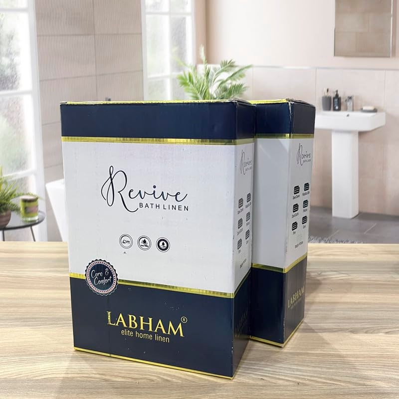 LABHAM® 100% Cotton Towel for Bath - 500GSM - Fluffy & Soft - Super Absorbent - 2pc Bath Towel (75cm x 150cm) - Blue&Pelican - Image 4