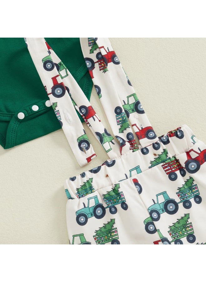 Bonangber Baby Boy Christmas Outfit Newborn Winter Clothes Long Sleeve Romper Cute Overall Pants My First Christmas Outfit(F-Green,0-3 Months) - Image 4
