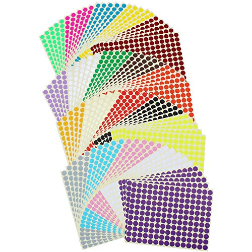 LJY 16500 Count 3/8 inch Diameter Round Dot Stickers Color Coding Labels, 20 Colors, 100 Sheets - Image 1