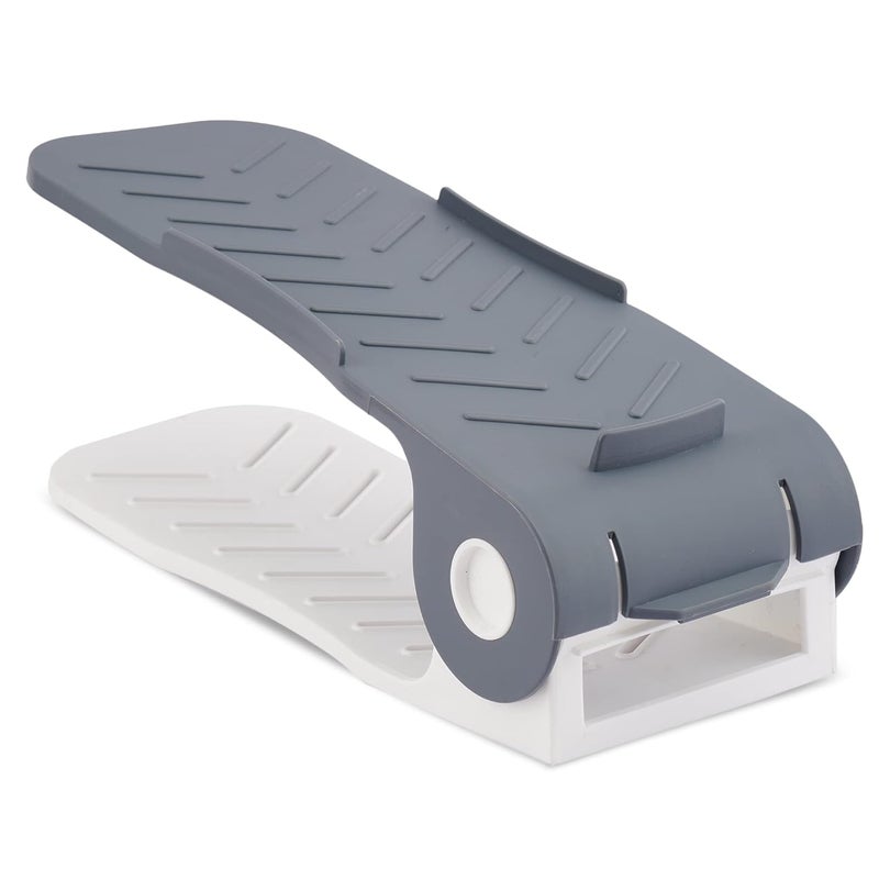 Mechdel Adjustable Shoe Slots Organizer Portable Shoe Rack Holder Space Saver 6SET Grey Plastic - Image 2