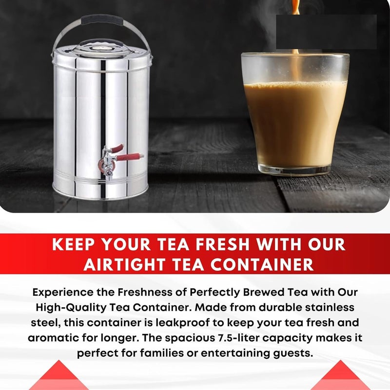 RJ kitchenware Store Stainless Steel Tea Container EcoFriendly TeaCoffeeCoffeeTea Urn Kettle with Tap Hot Cold PotTea Pot Dispenser JarChai Kettle for Canteen KitchenSilver 75 Litter - Image 5