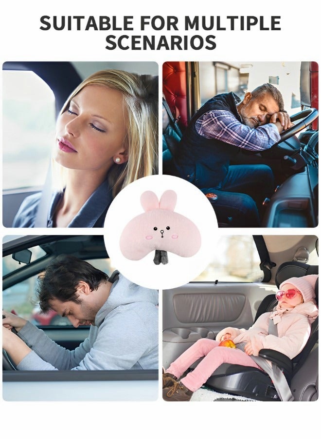 GROIC Car Headrest Pillow,Car Seat Belt Pad Set,Car Lumbar Support Pillow,Cute Pink Rabbit Car Neck Pillow,Comfortable Soft Car Seat Pillow for Driving,Cartoon Neck Pillow for Car,Car Decor Accessories - Image 4