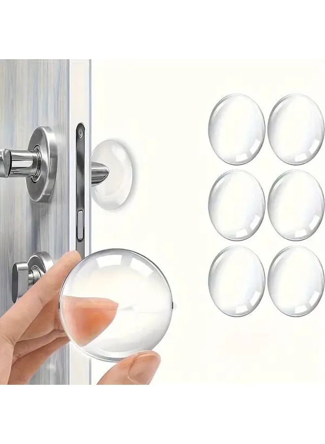 6pcs Clear Silicone Door Handle Wall Protectors Strong Self Adhesive Semi Circle Design - Image 2