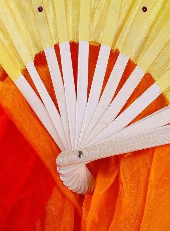 KeyZone Fashion Colorful 1.5M Hand Made Belly Dance Dancing Silk Bamboo Long Fans Veils - Image 3