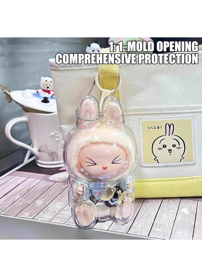 BRIXSPARK Clear Bag Keychain For LABUBU Plush Doll,Hanging Display Case,Protective Case,Plastic PVC Storage Box  - Image 4