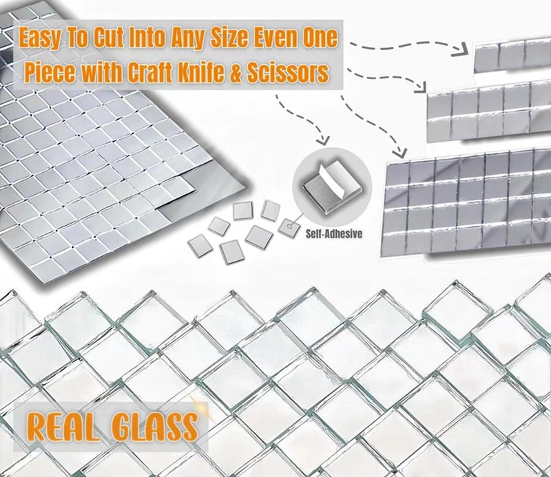 AIVS Self-Adhesive Real Glass Craft Mini Square & Round Mirrors Mosaic Tiles/Stickers for DIY Craft Decoration(10 x 10 mm, 1500 Pieces) - Image 5